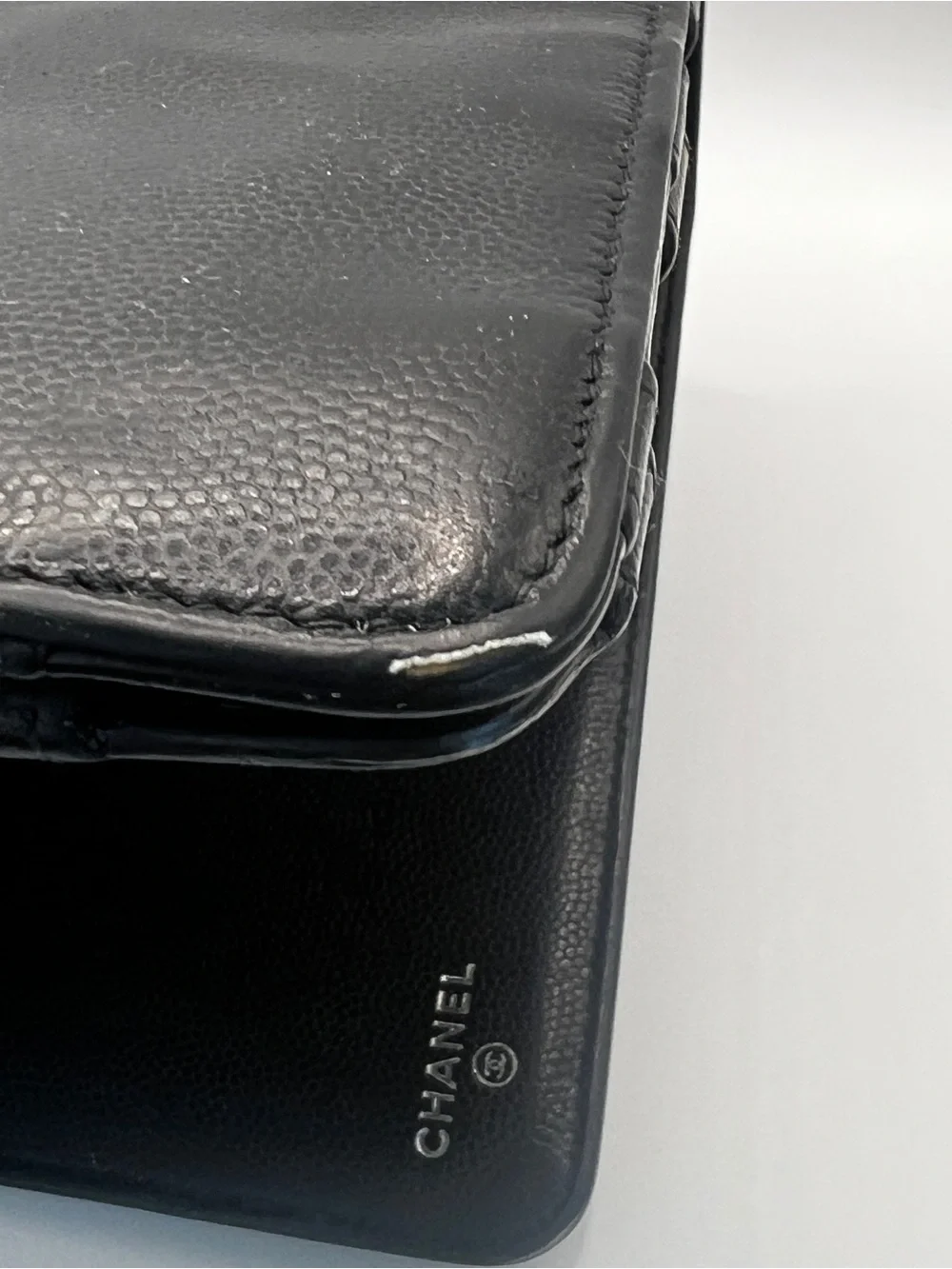**Rare** CHANEL Black Caviar Leather iPad Tablet Case Holder w/ Folding Stand CC